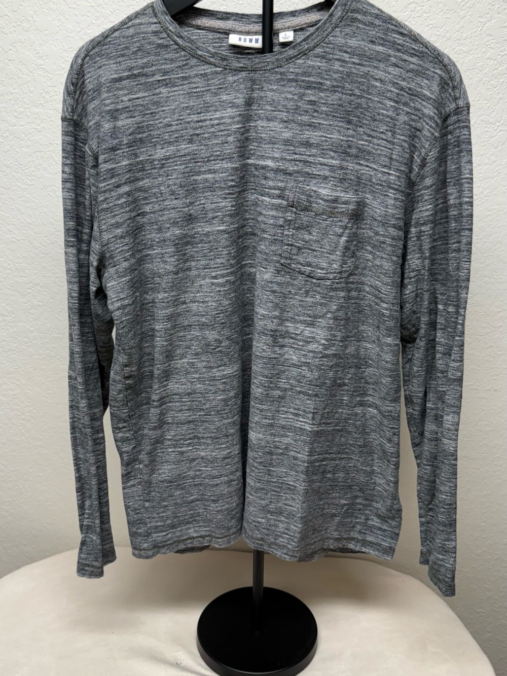 Rowen Men's Marled Gray Long-Sleeve Pocket Tee